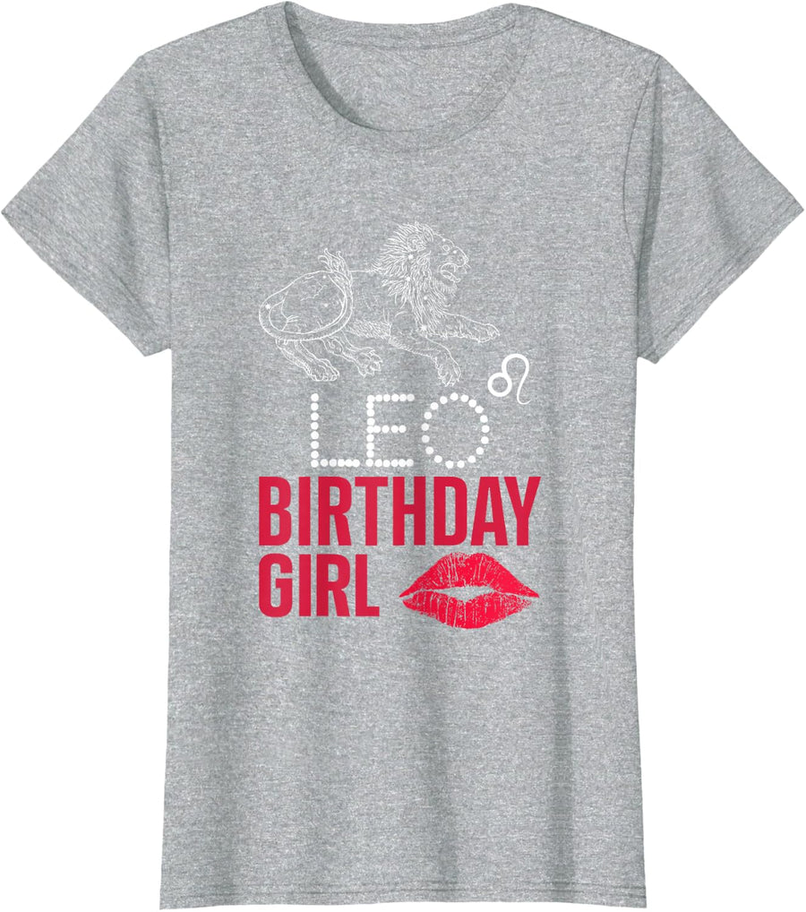LEO BIRTHDAY GIRL T-Shirt - Heather Grey