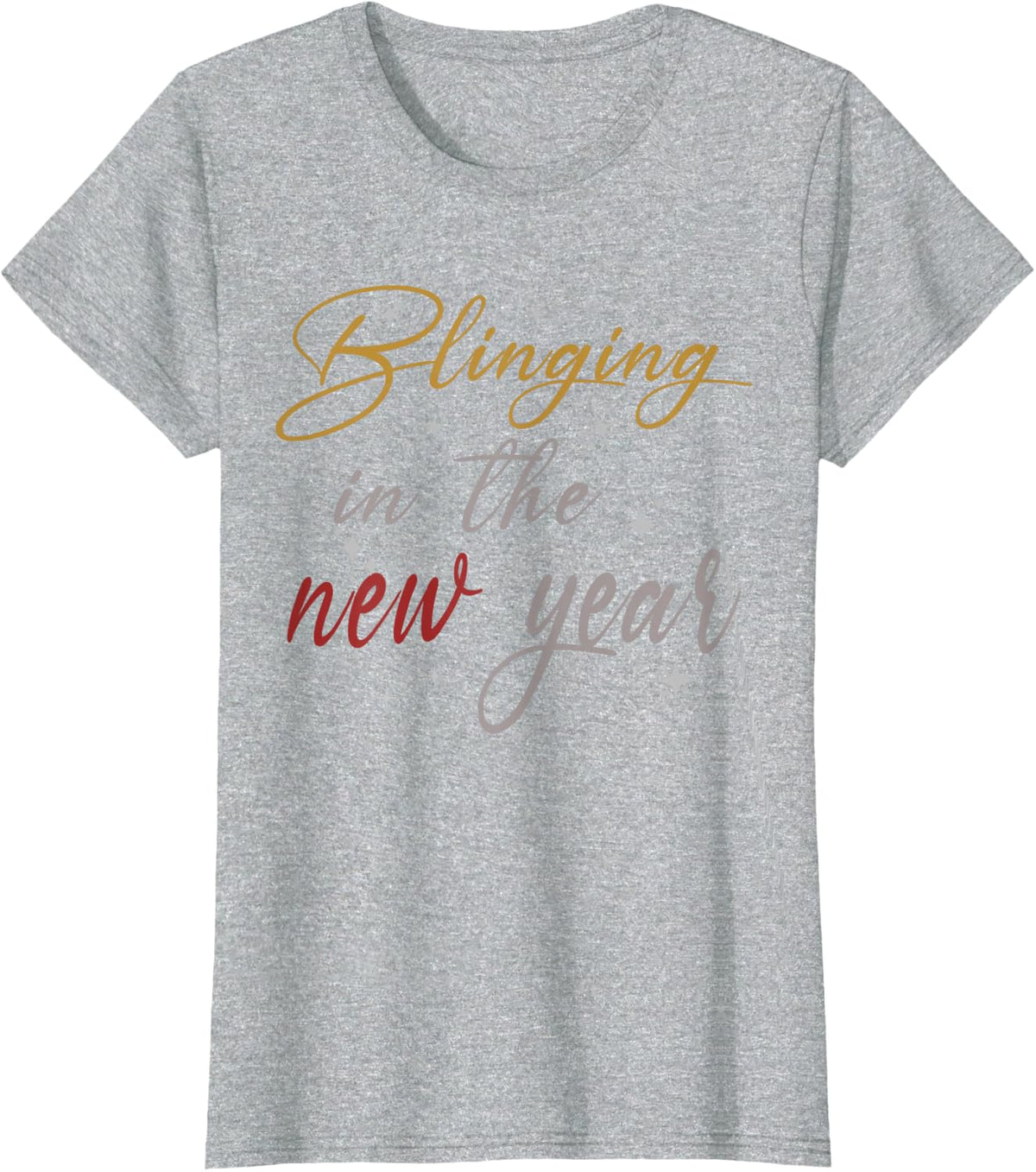 Cute Happy New Year Gift Blinging In New Year T-Shirt - Heather Grey