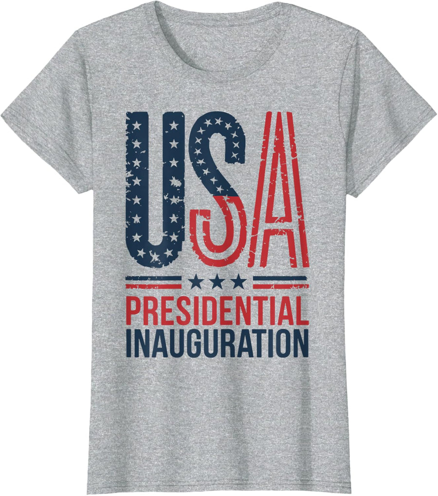 Presidential Inauguration Day Patriotic Vintage USA Flag T-Shirt - Heather Grey