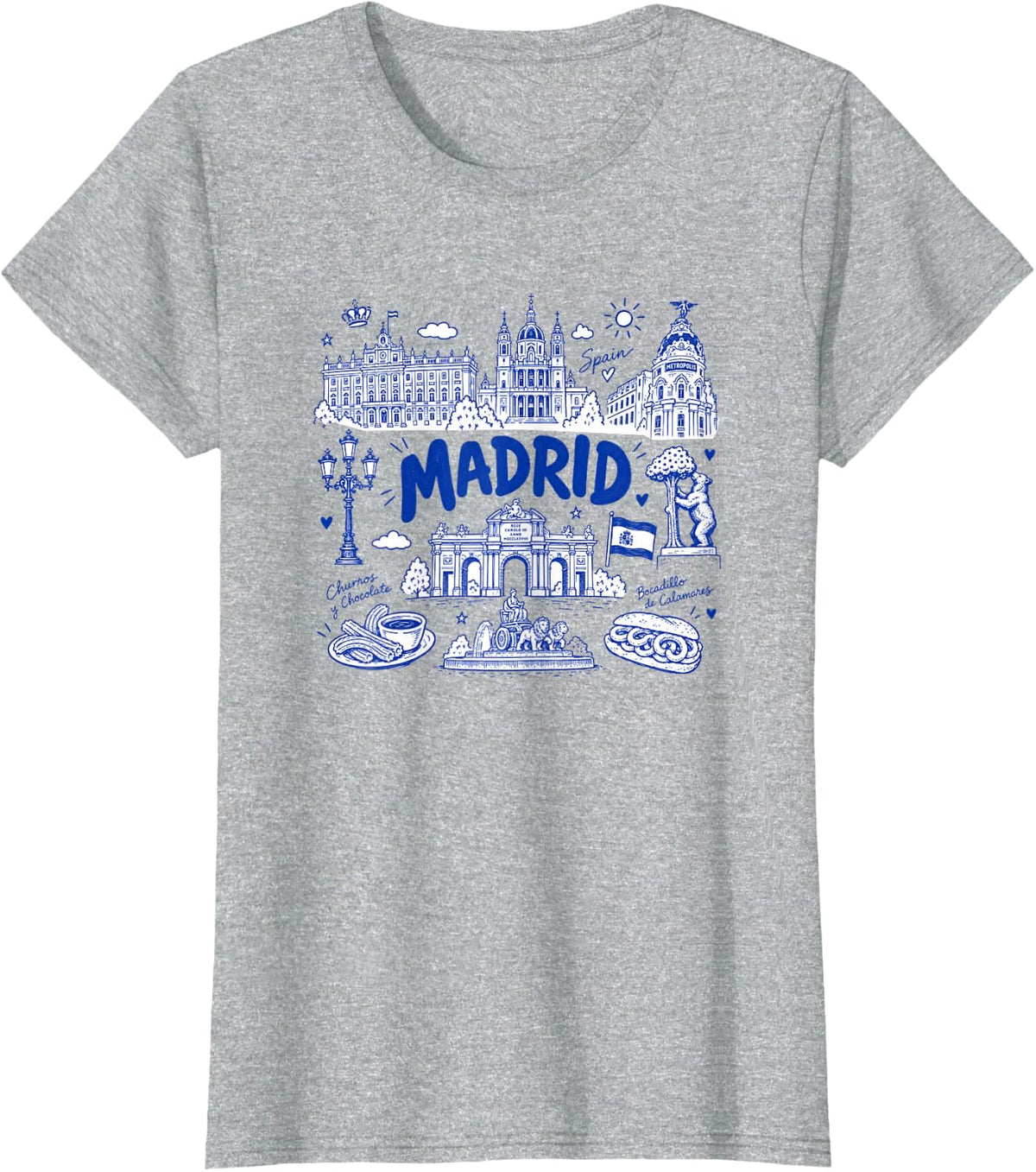 Spain Madrid Spanish Souvenir España Flag Reminder T-Shirt - Heather Grey