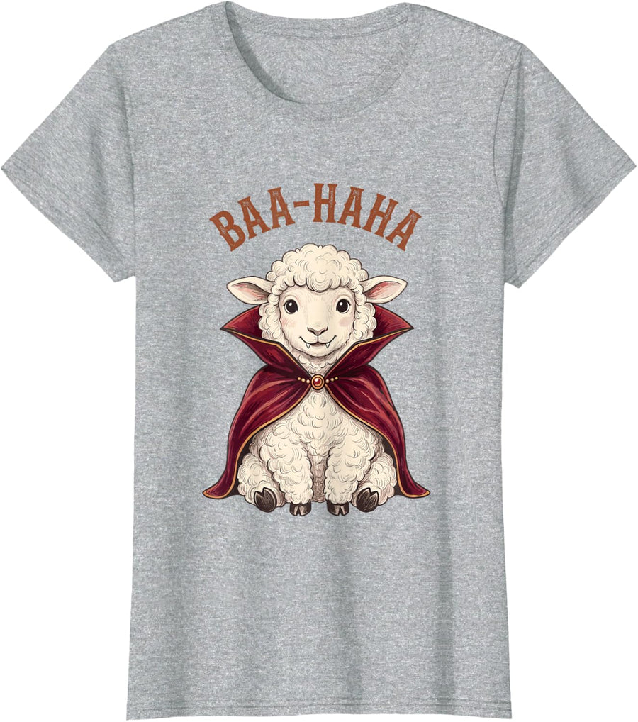 Funny Vampire Sheep Halloween Humor Spooky Lamb T-Shirt - Heather Grey