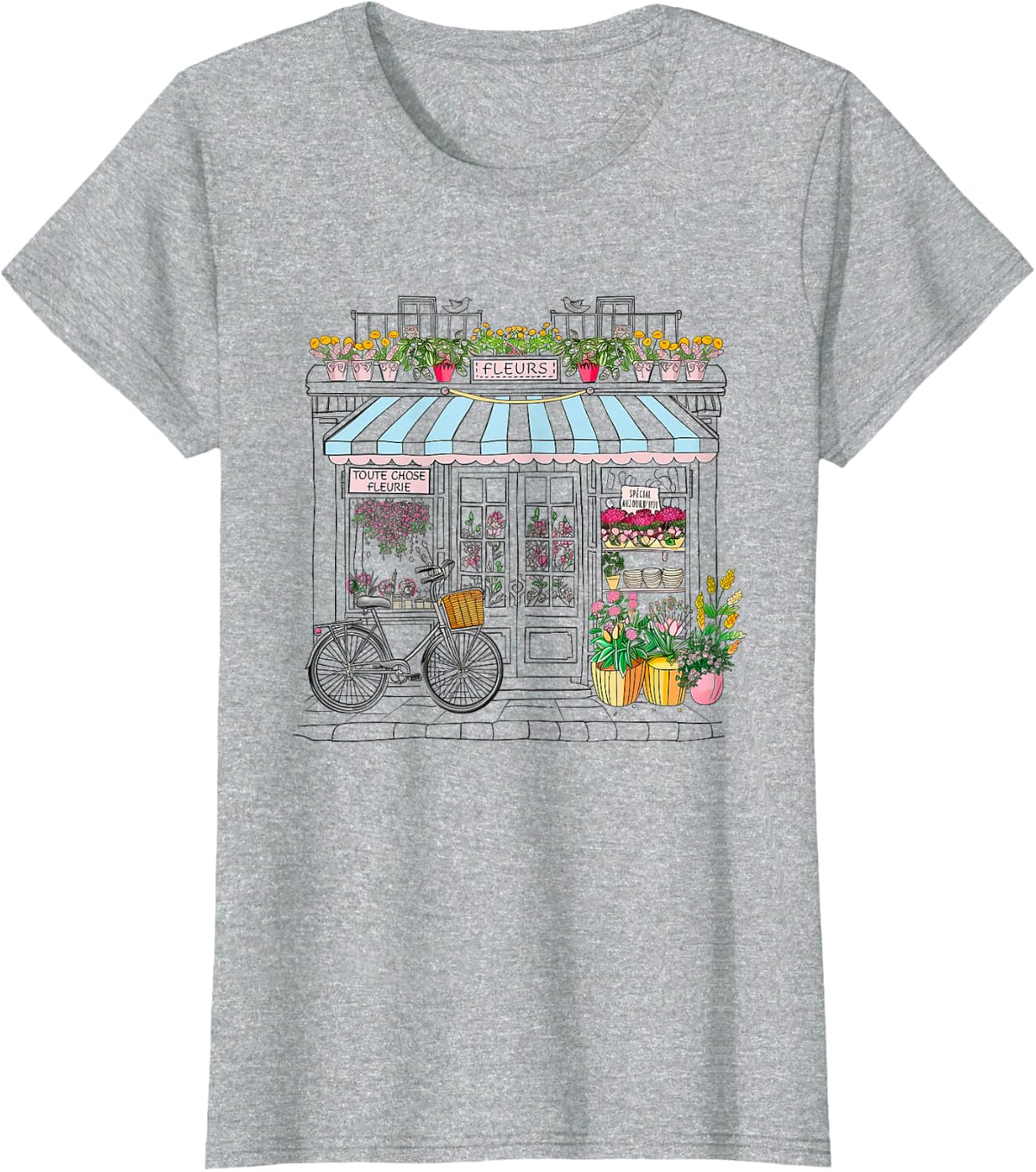 Cute French Flower Shop Paris France Women Girls Souvenir T-Shirt - Heather Grey