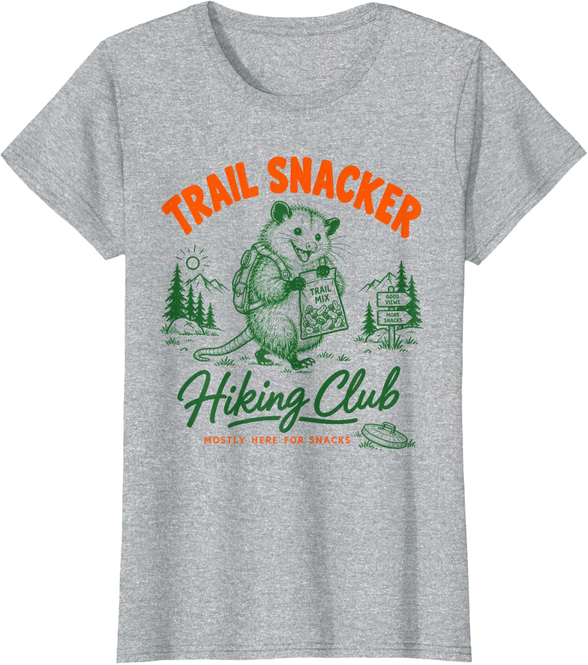 Trail Snacker Hiking Club Opossum T-Shirt - Heather Grey