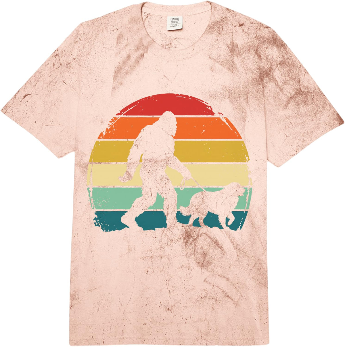 Great Pyrenees Bigfoot Retro Comfort Colors Adult Heavyweight T-Shirt - Adult Unisex Umber Tie-Dye