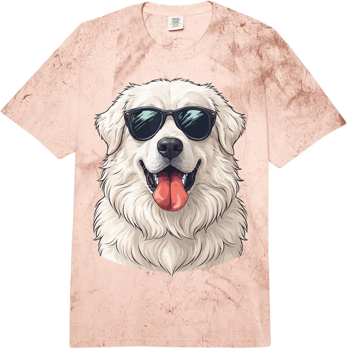 Great Pyrenees Sunglasses Comfort Colors Adult Heavyweight T-Shirt - Adult Unisex Umber Tie-Dye
