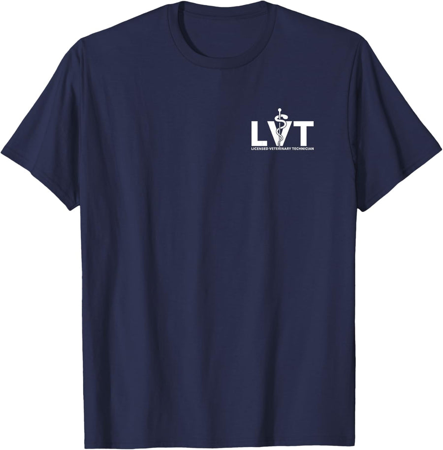 Licensed Veterinary Technician LVT Veterinarian & Vet Tech T-Shirt - Navy Blue
