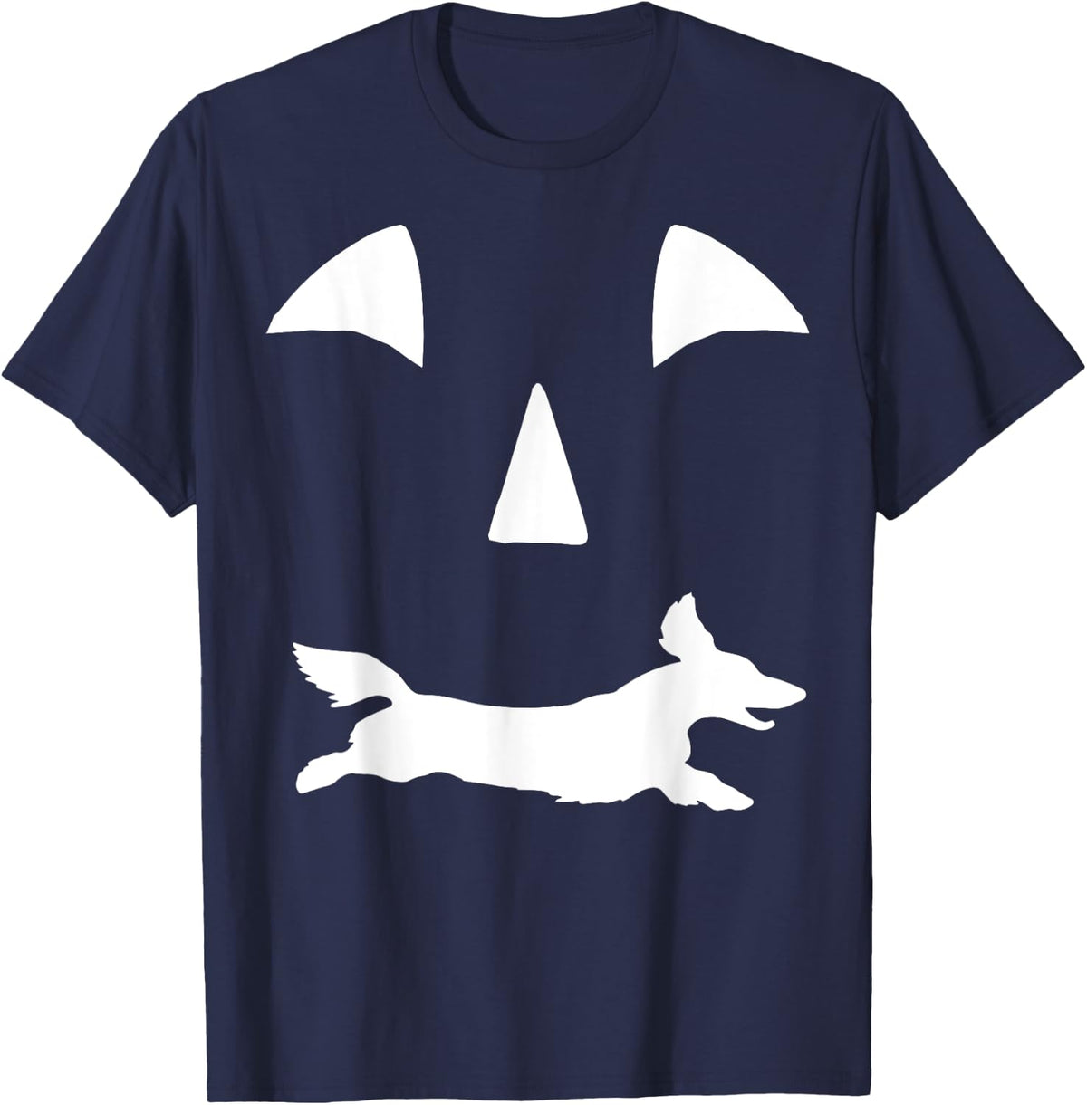 funny Long haired Dachshund pumpkin halloween T-Shirt - Navy Blue