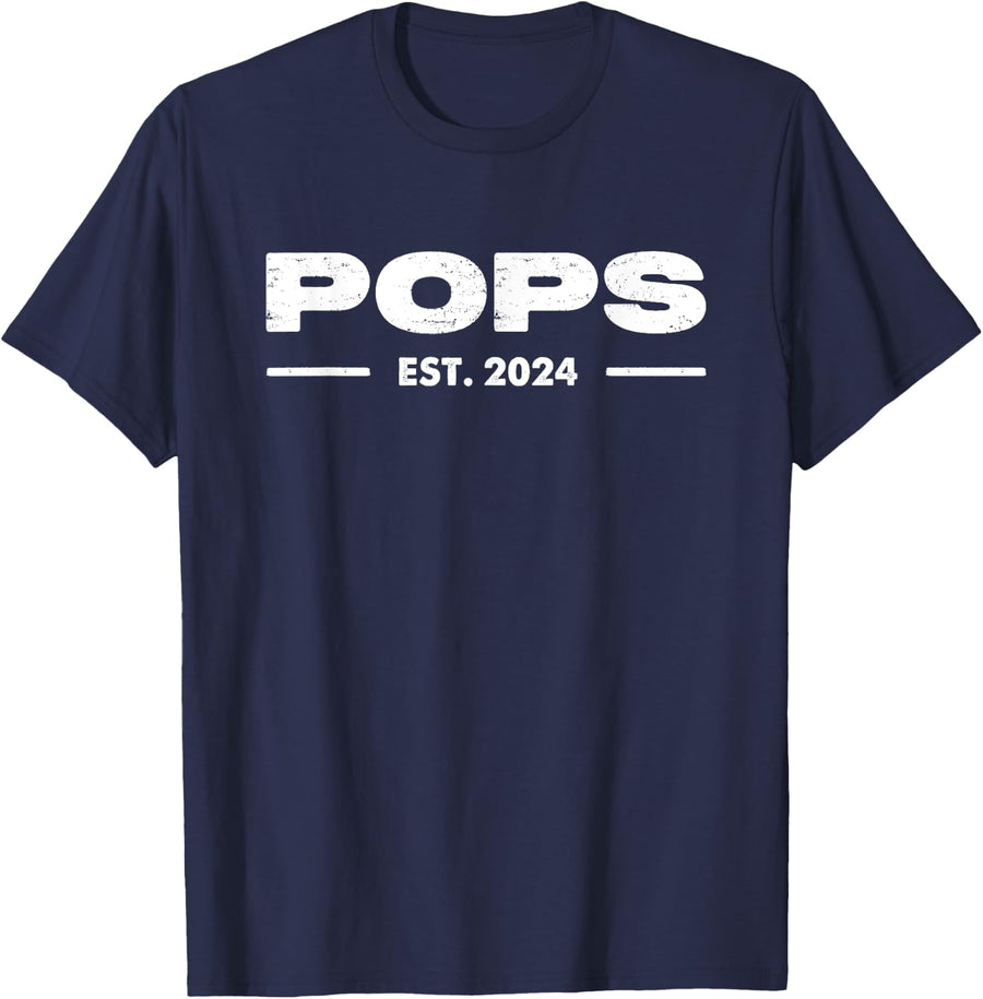 Mens Pops Est 2024 T-Shirt - Navy Blue