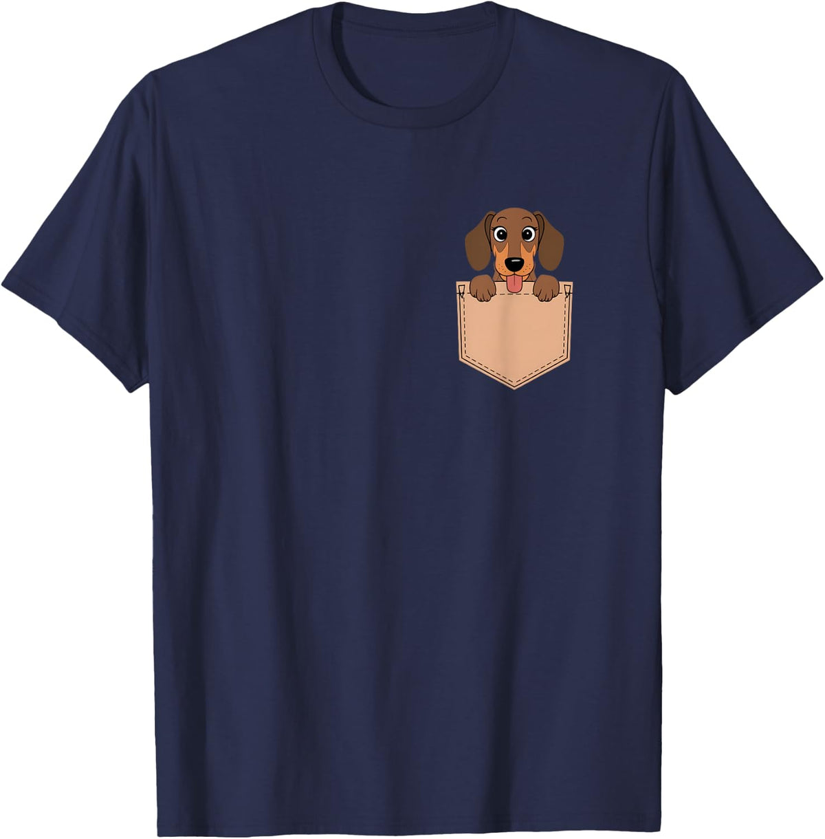 Dachshunds In Pocket Dog Owner Cute Puppy Lover Men Women Kids T-Shirt - Navy Blue