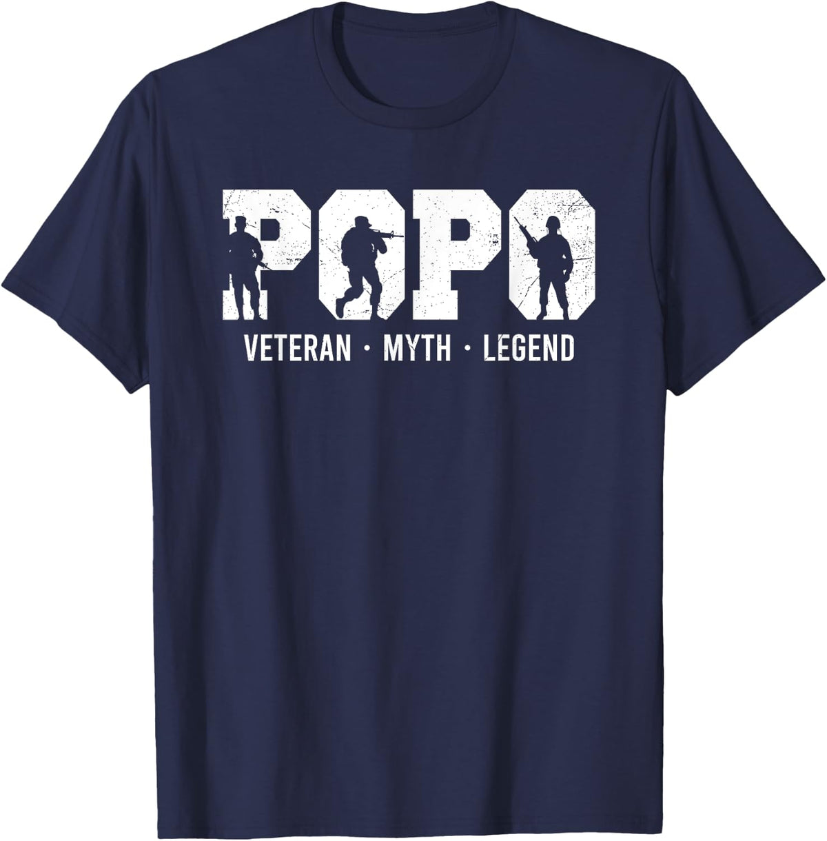 Mens Popo Veteran Myth Legend Shirt Funny Father's Day T-Shirt - Navy Blue