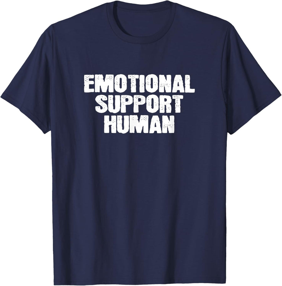 Emotional Support Human Service People T-Shirt Tee For Mental Health Awareness - Navy Blue