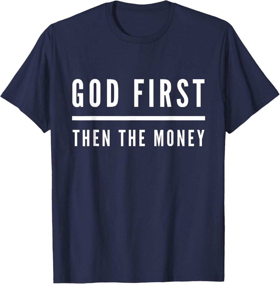 Entrepreneur God First Christ Love Hustle Business Owner T-Shirt - Navy Blue