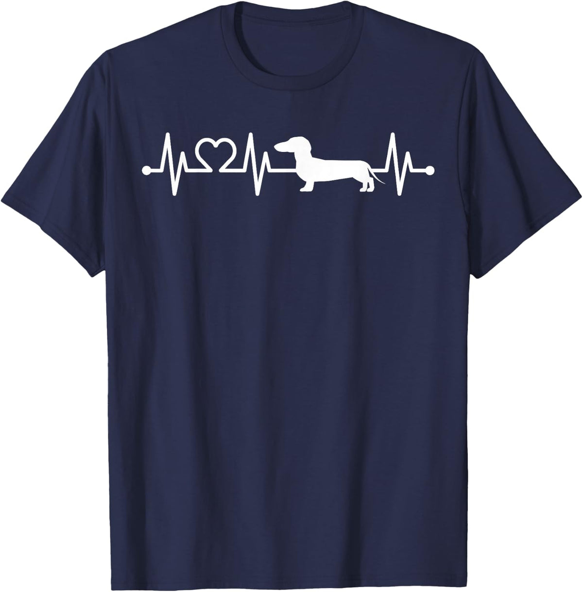 ECG Heartbeat Dachshund Dackel Teckel for dog owners T-Shirt - Navy Blue