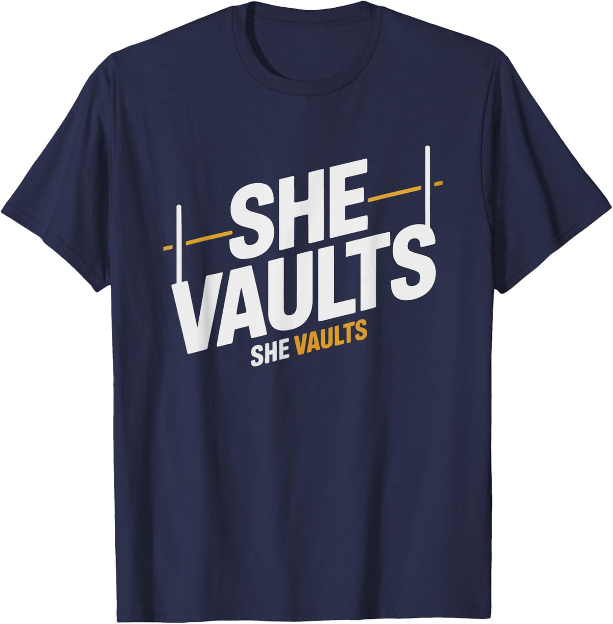 Female Pole Vaulter Track Athlete Woman Who Defies Gravity T-Shirt - Navy Blue