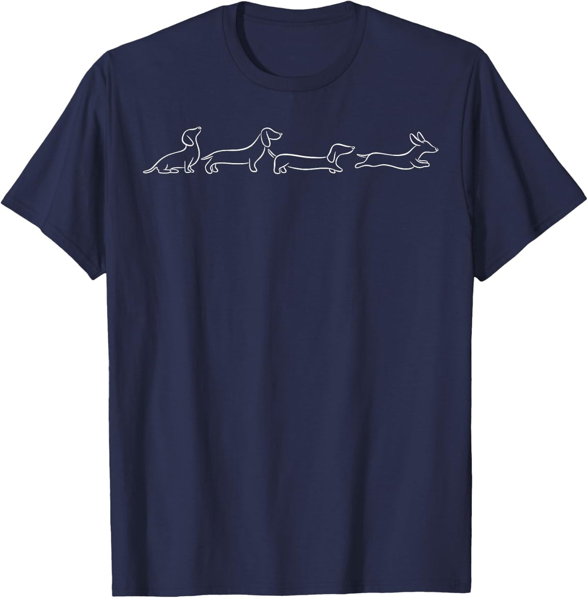 Dachshund Line Art cute Doxie Wiener Dog for woman kids T-Shirt - Navy Blue
