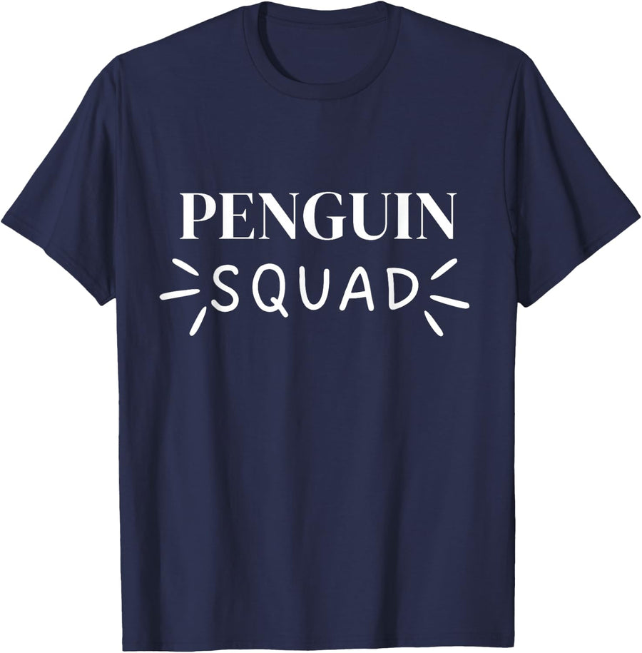 Penguin Squad Cute Animal Lover Team T-Shirt - Navy Blue