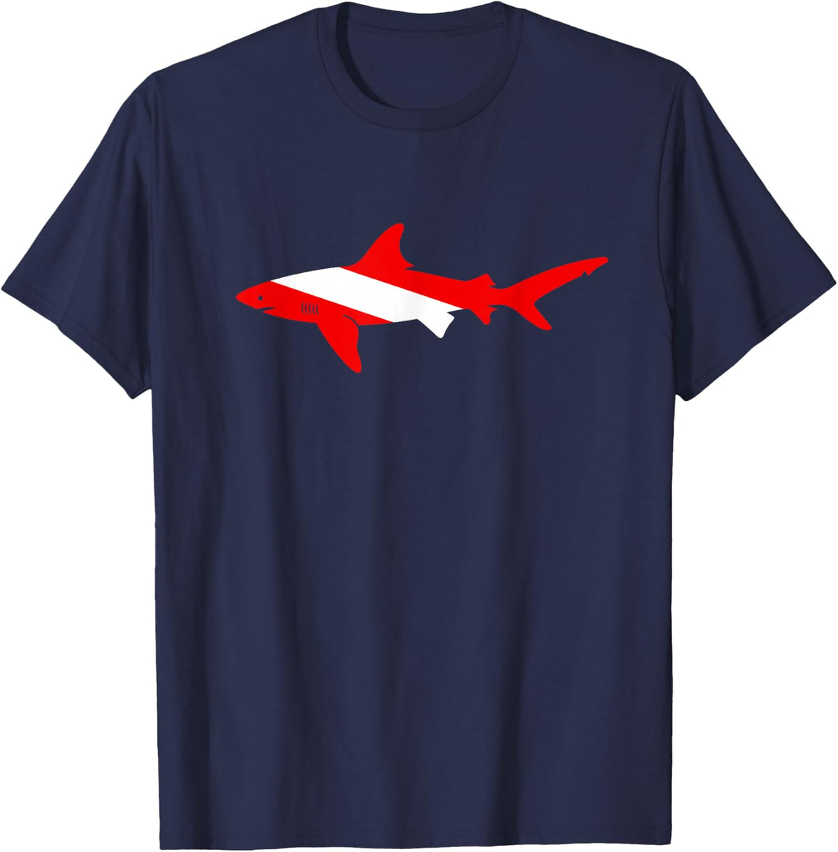 Dive Shark Diver Shirts Men Flag Scuba Diving Graphic T-Shirt - Navy Blue