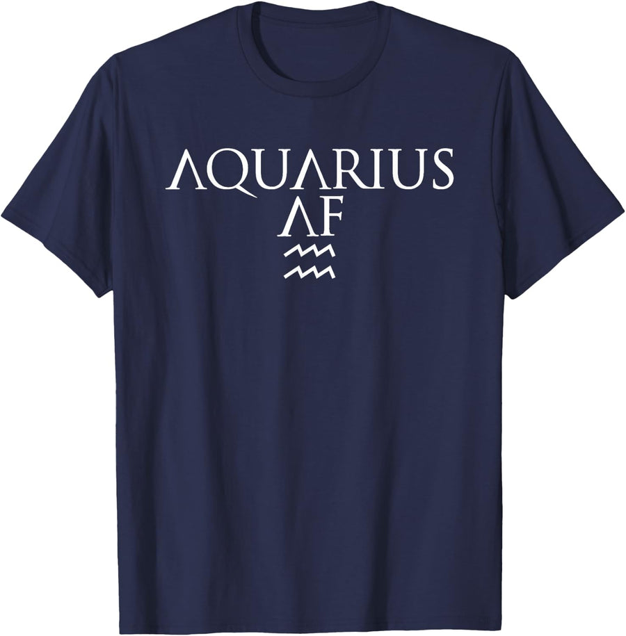 Aquarius AF Zodiac Sign Astrology Constellation Horoscope T-Shirt - Navy Blue