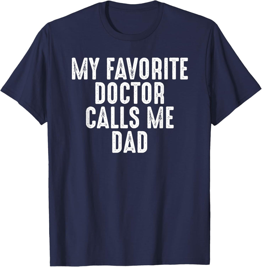 Proud Dad Of A Doctor - Medical Practitioner Physician Dad T-Shirt - Navy Blue