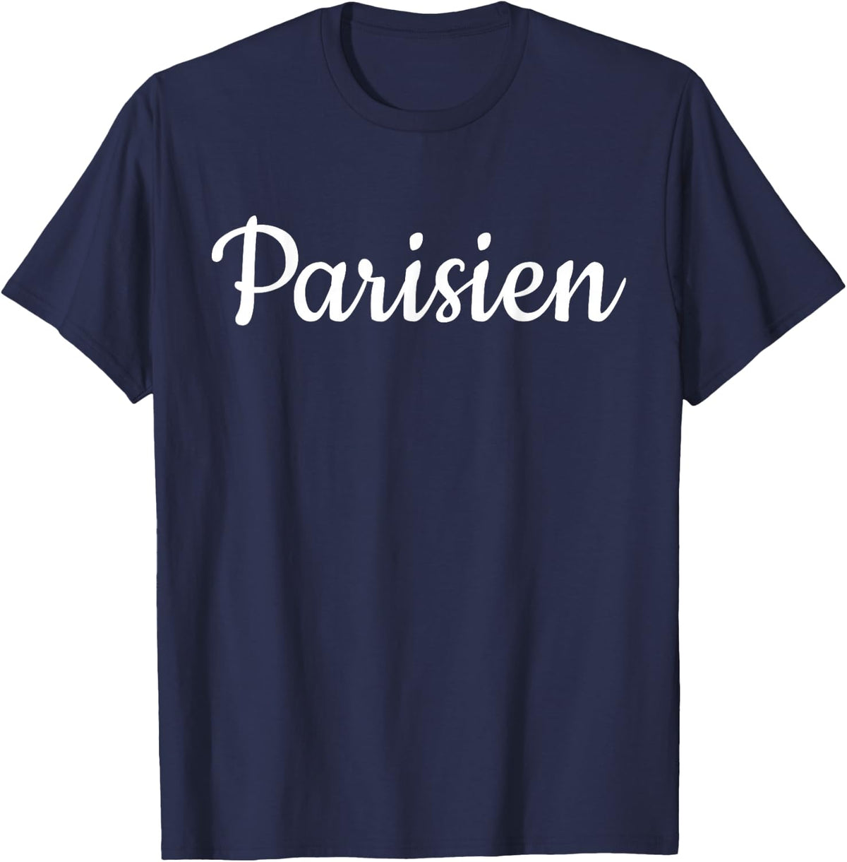 Parisien T shirt | Tshirt / Script Word Only On Tee White T-Shirt - Navy Blue