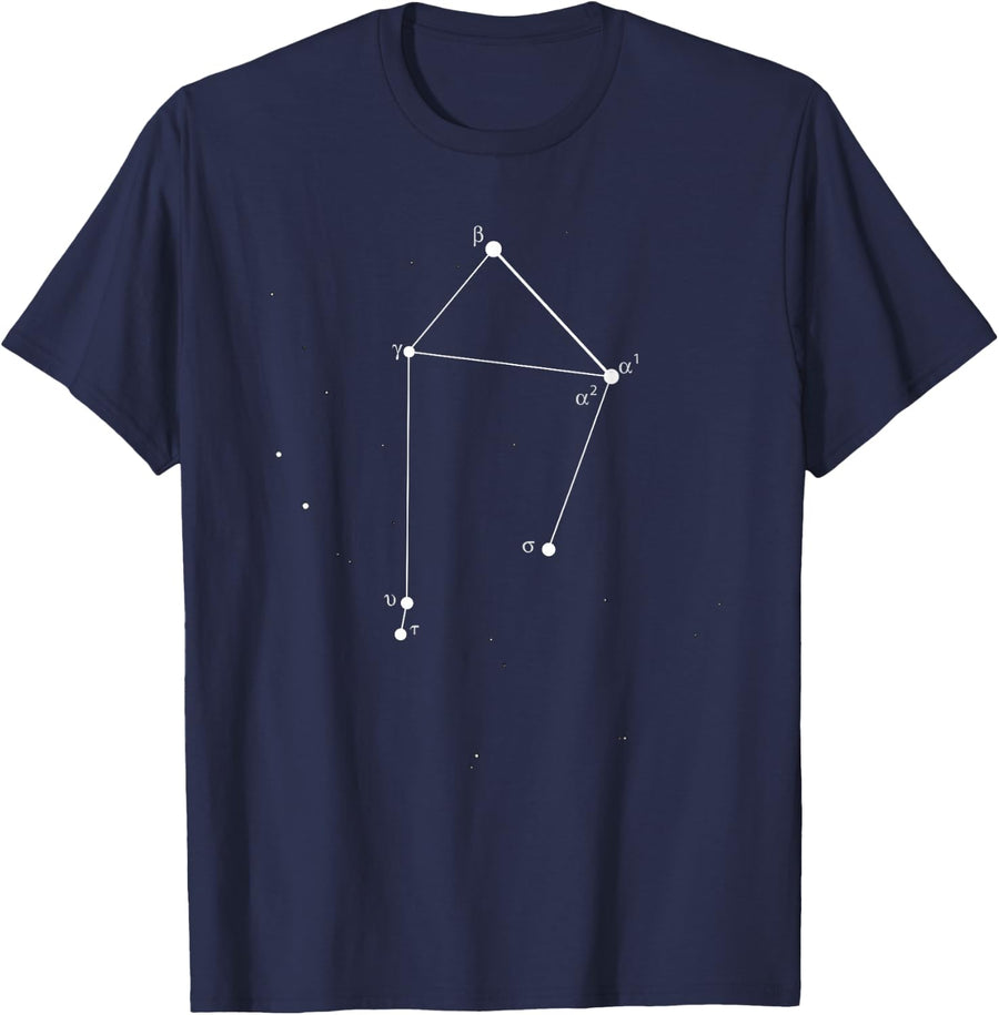 Libra the Scales Night Sky Constellation & Stars T-Shirt - Navy Blue