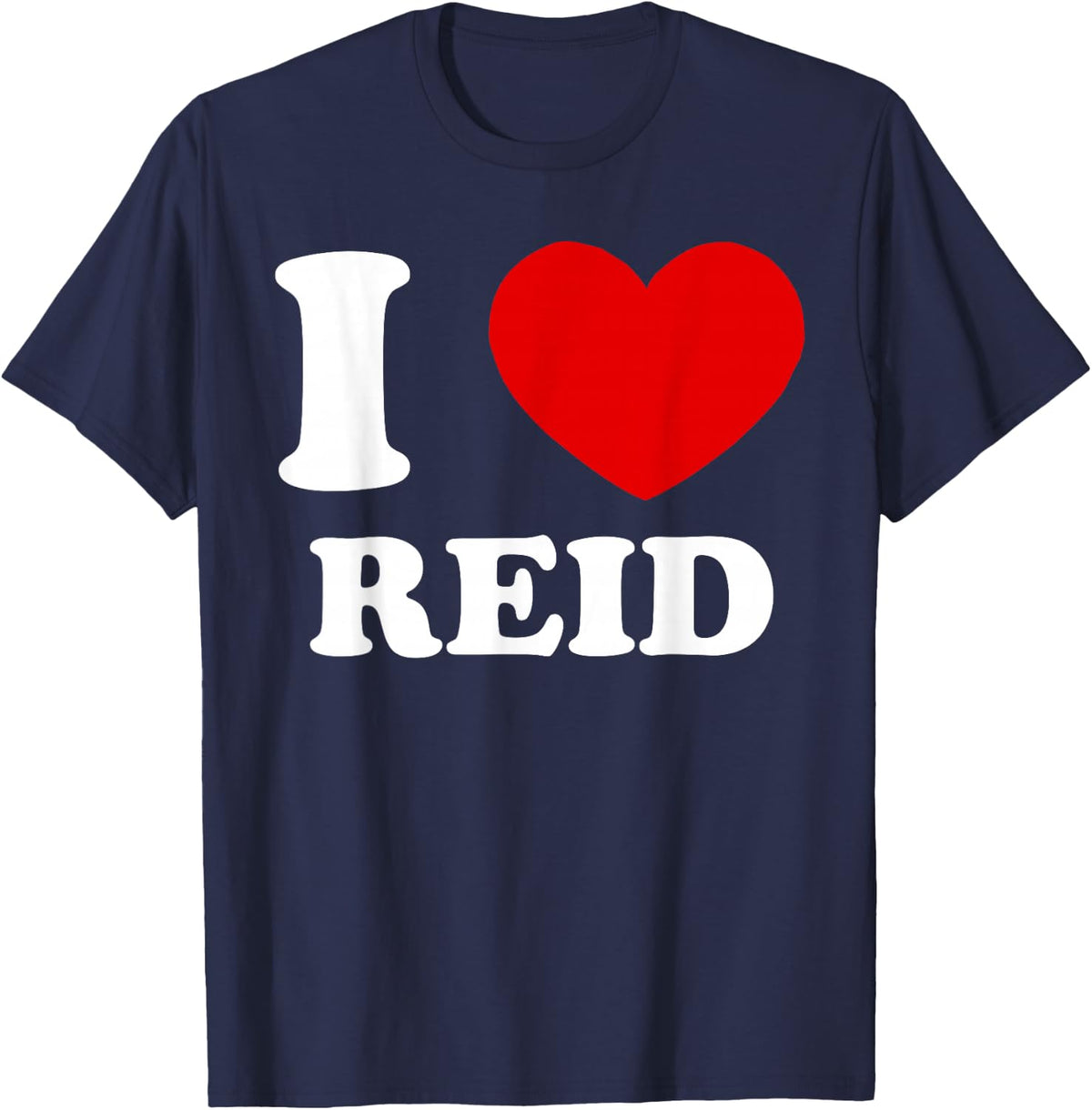 I Love Reid by Foxio Unisex-Adults Black Modern Lightweight Letter Print T-Shirt Small - Navy Blue