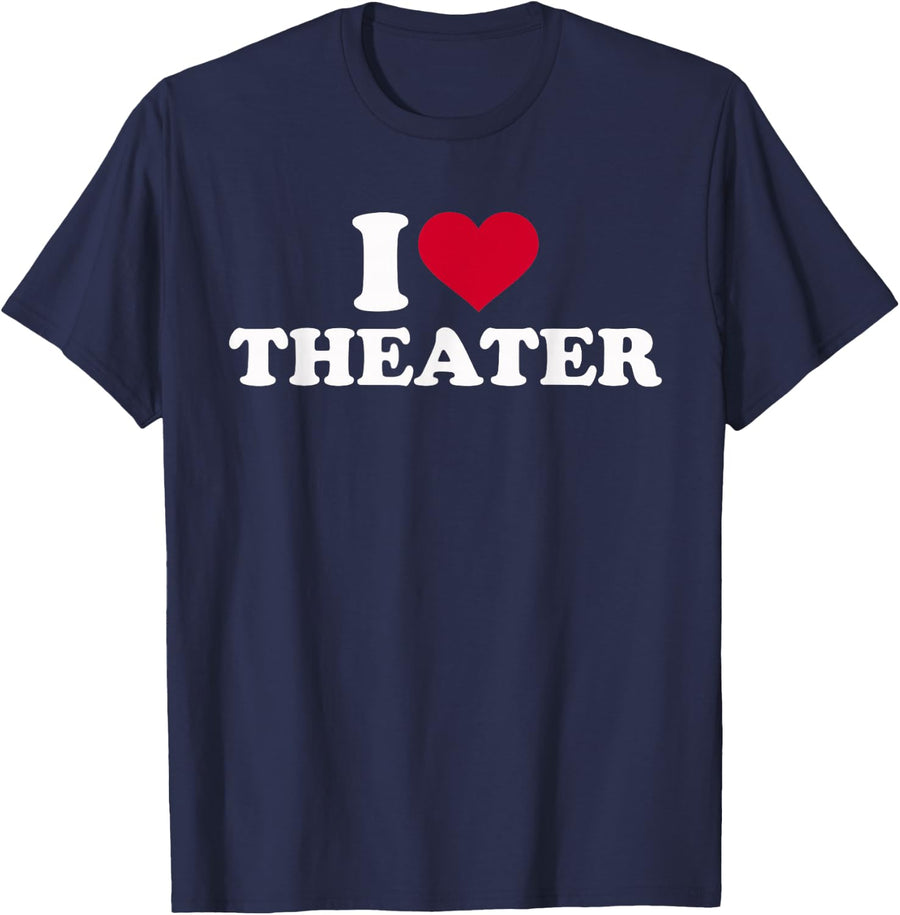 I Love Theatre T-Shirt - Navy Blue