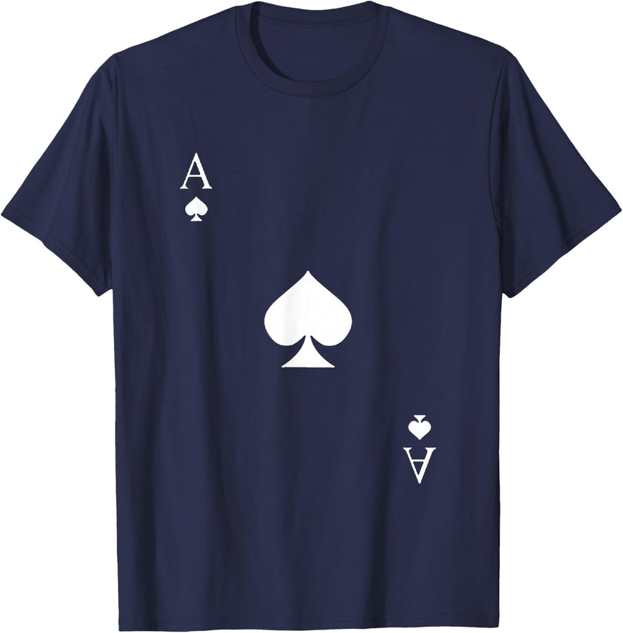 Ace of Spades Deck of Playing Cards Gambler Poker Player T-Shirt - Navy Blue