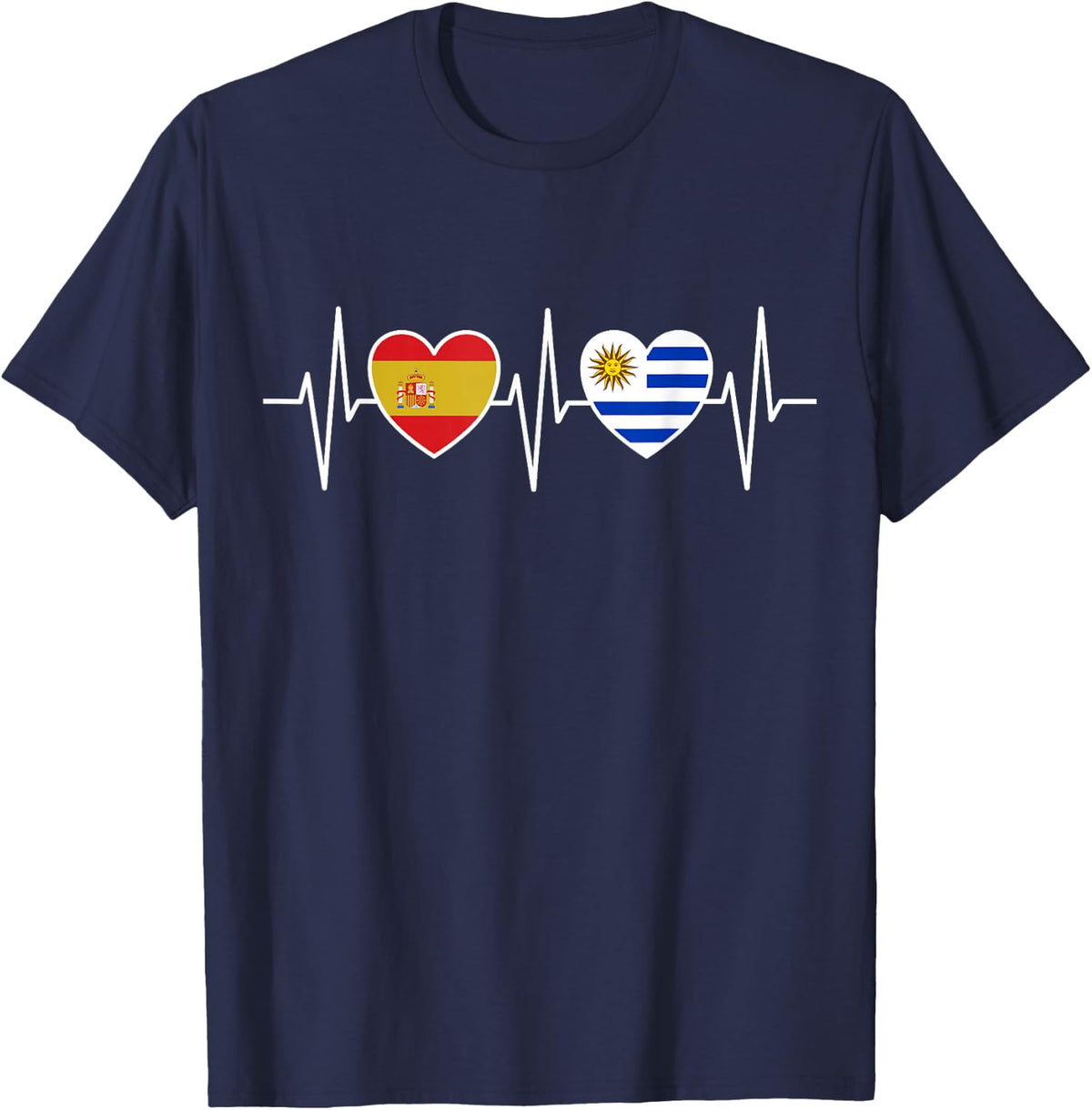 Spain And Uruguay Uruguayan Flag Flags T-Shirt - Navy Blue