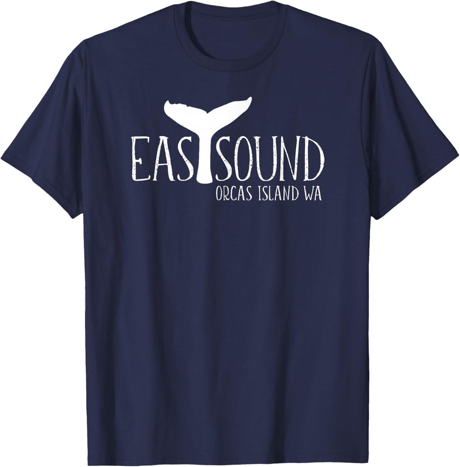Eastsound Orcas Island Whale Tail San Juans Whale Watching T-Shirt - Navy Blue