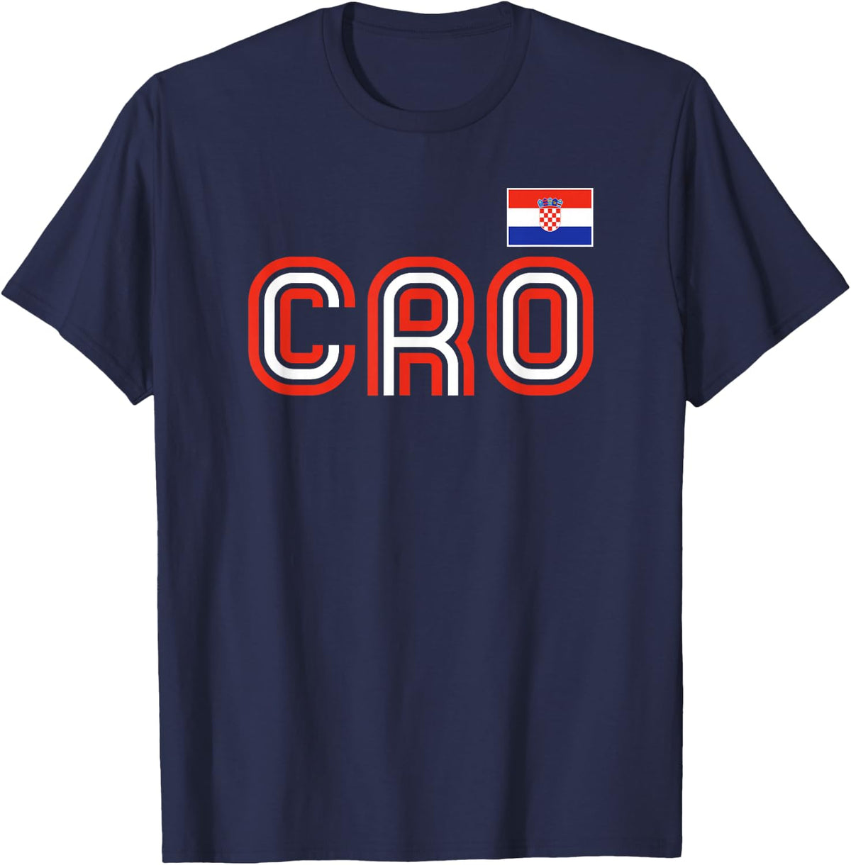 Croatia Flag Retro International Country Croatian Pride T-Shirt - Navy Blue