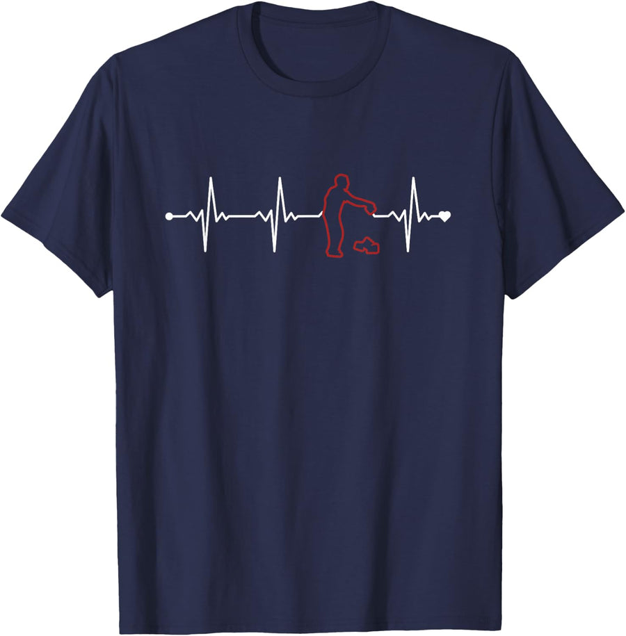 Cornhole Heartbeat Game Boards Bean Bag Cornhole T-Shirt - Navy Blue
