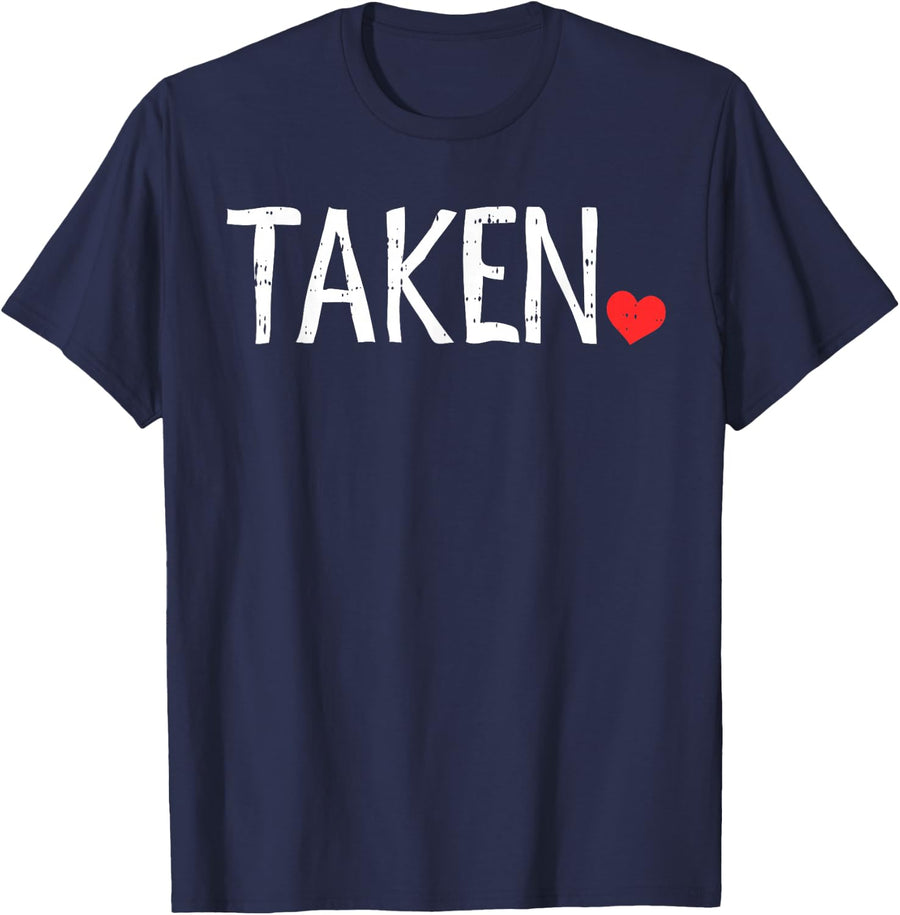 Valentines Day'Taken V-Day Pajama Matching Couple T-Shirt - Navy Blue