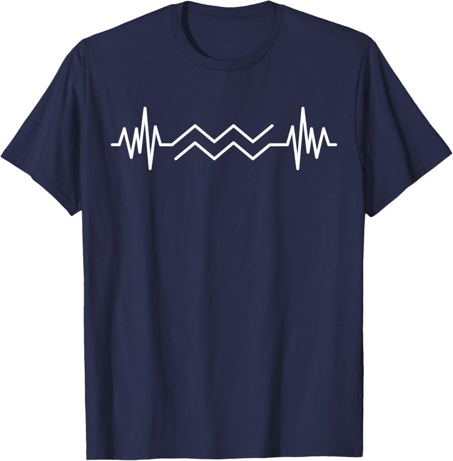 Aquarius Heartbeat T-Shirt - Navy Blue