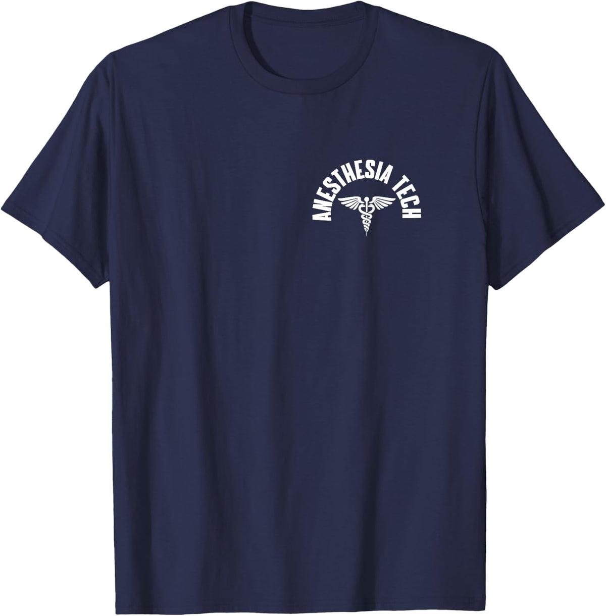 Anesthesia Tech Pocket Caduceus Anesthesia Technology Outfit T-Shirt - Navy Blue