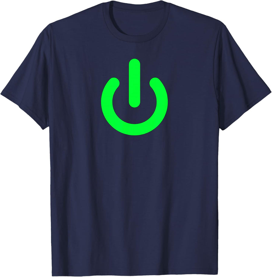 POWER SYMBOL BUTTON SWITCH STANDBY ICON HALLOWEEN COSTUME T-Shirt - Navy Blue