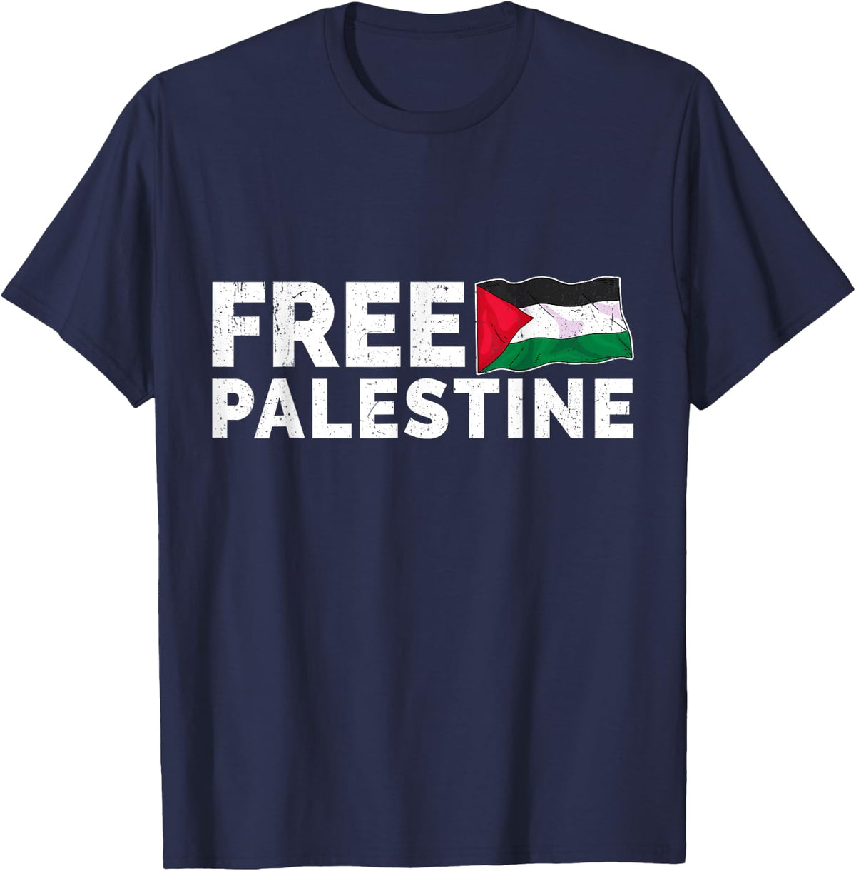 Free Palestine Gaza Flag Arabic - Freedom for Palestinians T-Shirt - Navy Blue