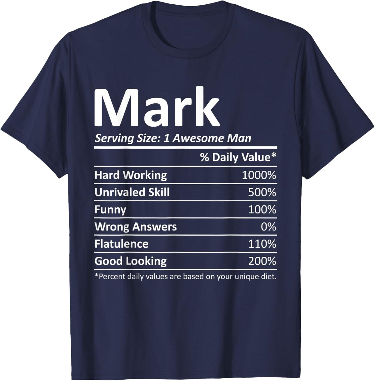 MARK Nutrition Funny Birthday Personalized Name Gift Idea T-Shirt - Navy Blue
