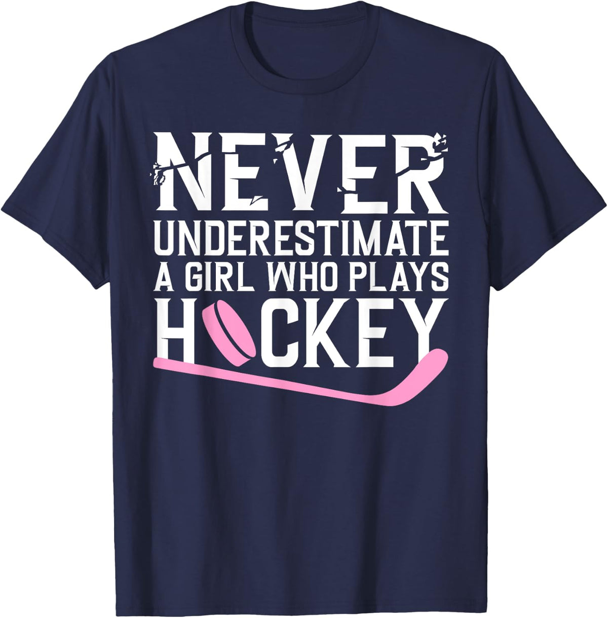 Funny Hockey For Women Girls Ice Hockey Player Hockey Lovers T-Shirt - Navy Blue