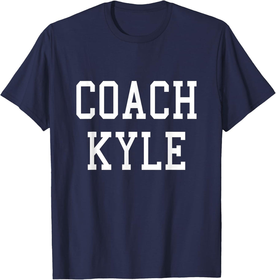 Coach Kyle Custom Football Baseball Team T-Shirt - Navy Blue