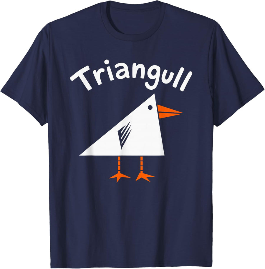 Triangle Seagull Math Teacher Geometry Bird Pun Triangull T-Shirt - Navy Blue