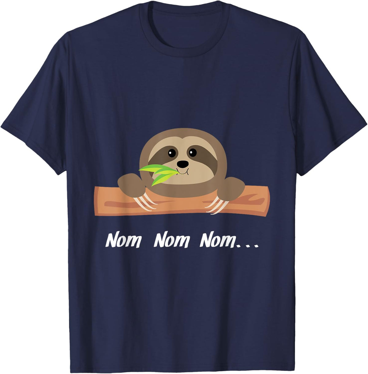 Nom Nom Nom Hungry Baby Sloth T-Shirt - Navy Blue