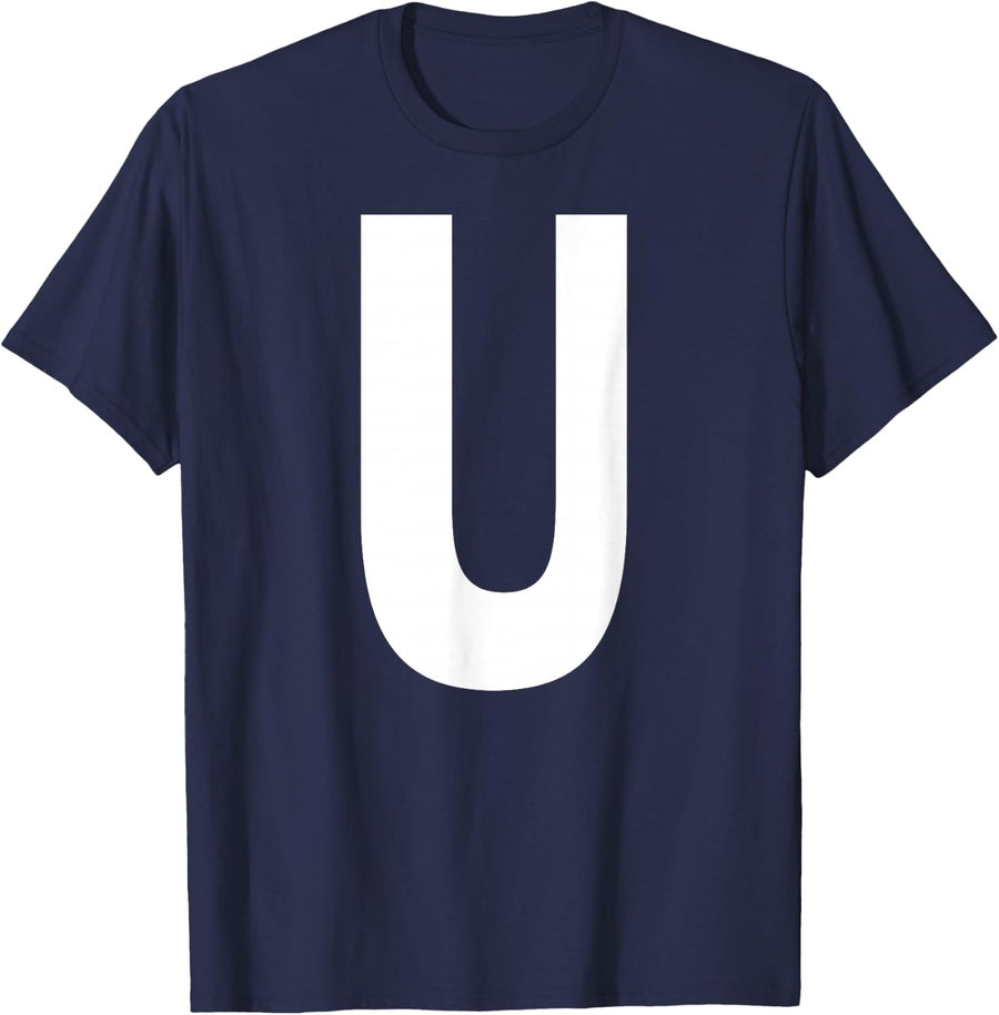 Alphabet Letter U Shirt T-Shirt - Navy Blue