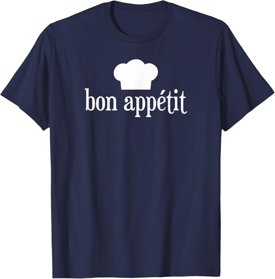 French Cooking Bon Appétit Chef Tee T-Shirt - Navy Blue