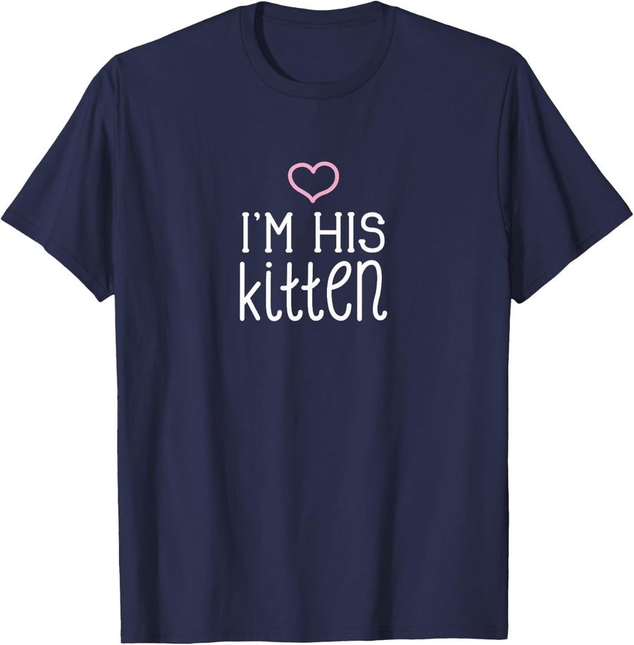 I'm His Kitten Nickname for Cute Couples Valentine's Day T-Shirt - Navy Blue