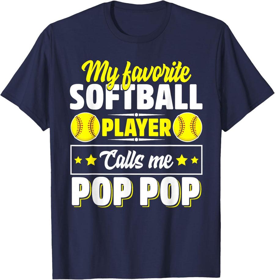 My Favorite Calls Me Pop Cute Softball Player T-Shirt - Navy Blue