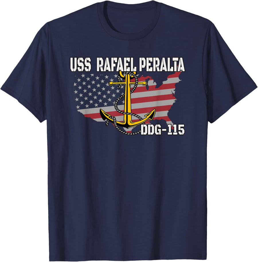 USS Rafael Peralta DDG-115 Destroyer Veterans Father Grandpa T-Shirt - Navy Blue