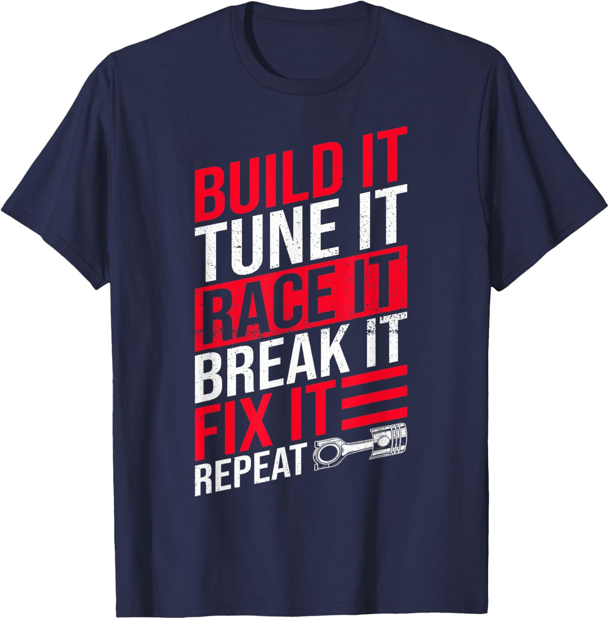 Car Mechanics Garage Mechanics Build It Tune It Car Guys T-Shirt - Navy Blue