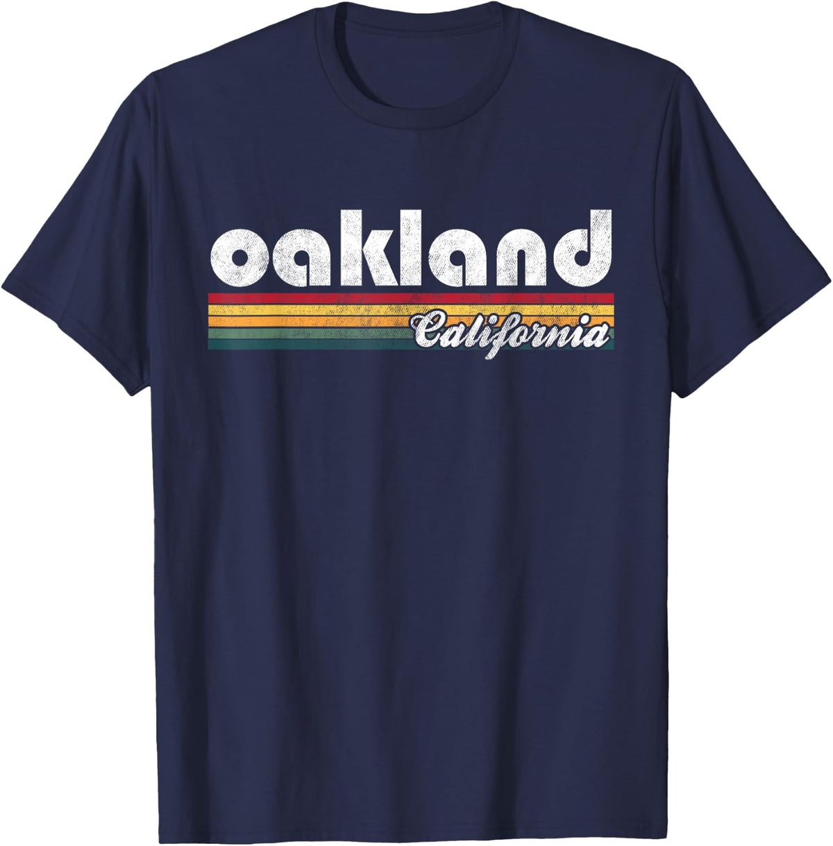 Oakland California Vintage 70's 80's Retro Style Men Women T-Shirt - Navy Blue
