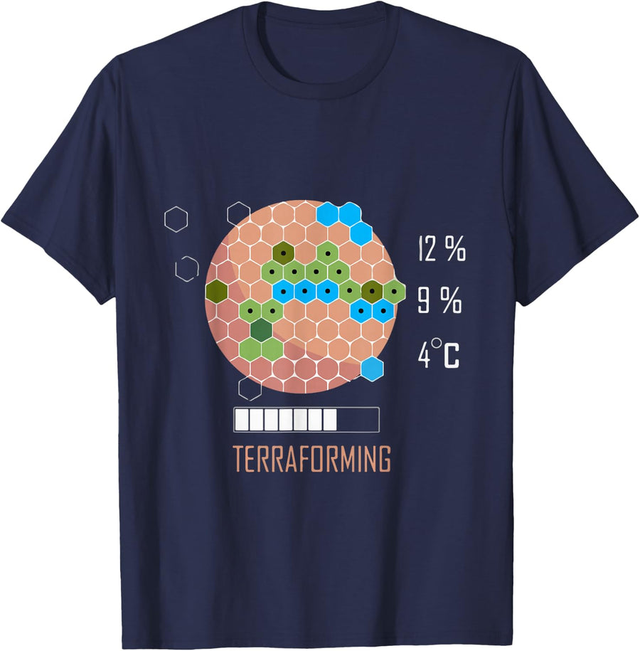 16 Bit Mars is Terraforming Shirt - Board Game T-Shirt - Navy Blue